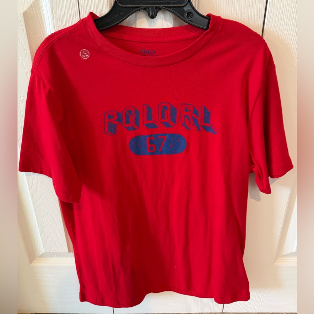 Ralph Lauren Boys Size Large Red Graphic Tee - Brand New